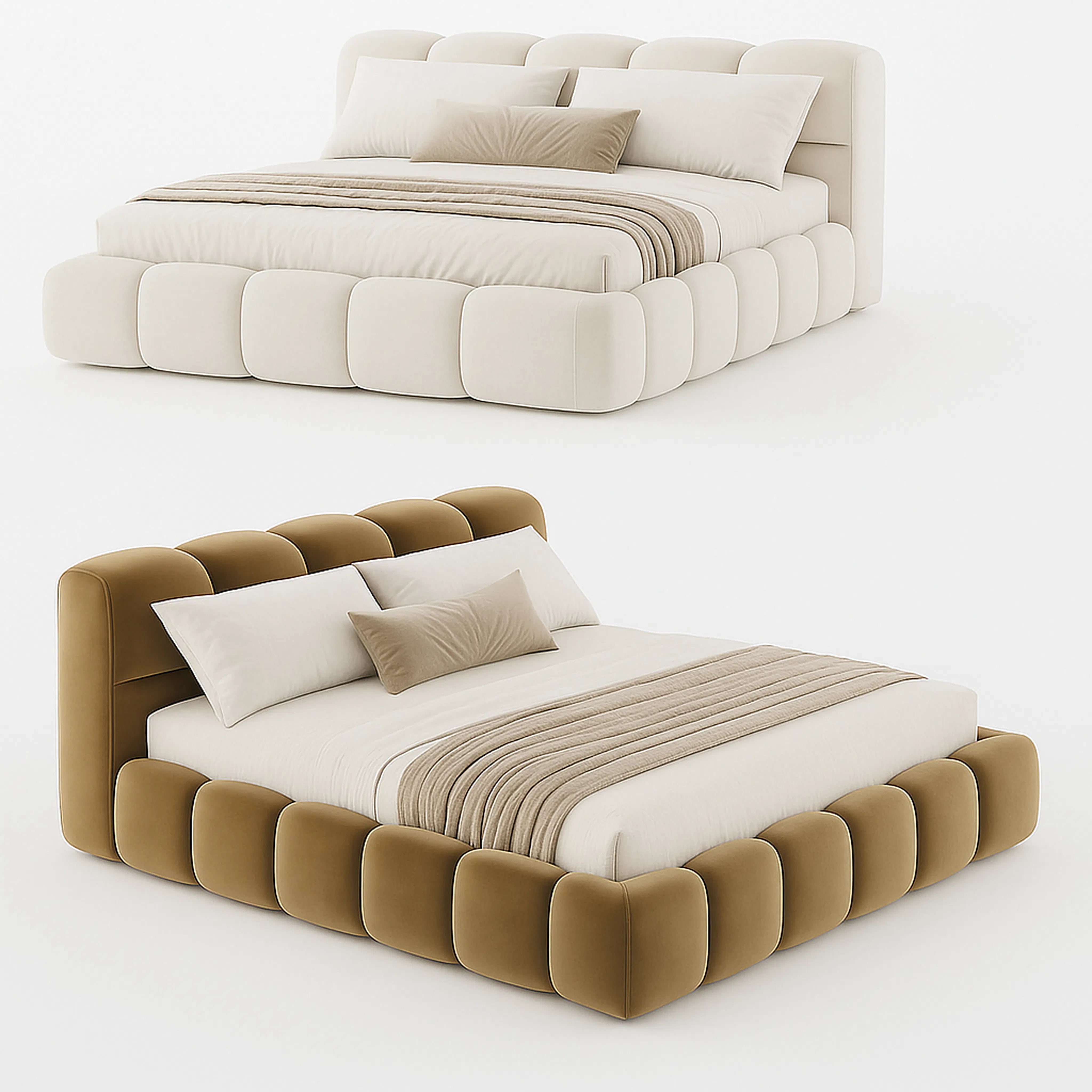Cloud Bubble Bed by Urbana Craft shown in dual studio views highlighting its premium design and sculptural silhouette.